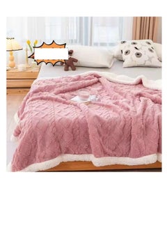 Buy Double Layer Thick Winter Blanket Throw Soft Warm Sherpa Wool Blankets for Beds Plaid Taff Cashmere Lamb Thermal Quilt Bedspread in UAE