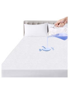 اشتري Waterproof Mattress Protector Single High Absorption Microfiber+TPU Pad Cover for Pets Kids Adults Deep Pocket Style 100% Waterproof Mattress Protector Single 120x200cm White في الامارات