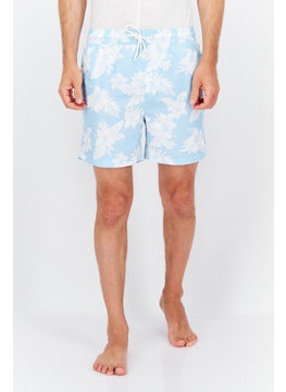 Buy Men Floral Printed Drawstring Board Short, Pastel Blue in UAE