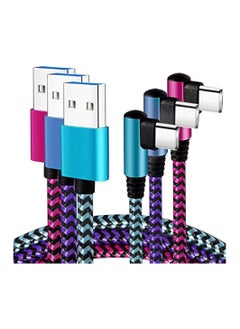 Buy USB Type C Cable 2.1A Fast Charging 1M : [90 Degree/3ft/3Pack] Nylon USB C Cord Right Angle Compatible with Samsung Galaxy S23/S22/9/Note 10, USB C Charger-Blue/Magenta/Purple in Saudi Arabia