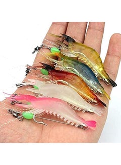 Buy Soft Luminous Shrimp Lure Set, Shrimp Bait Shrimp Lures Fishing Bait with Hooks Beads Fishing Tackles, for Freshwater Saltwater Bass Trout fish Salmon - 5pcs in UAE