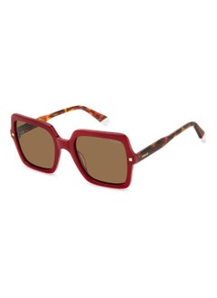 Buy Women's Polarized Square Shape Acetate Sunglasses PLD 4165/S/X GOLD 50 - Lens Size: 49.7 Mm - Burgundy in Saudi Arabia