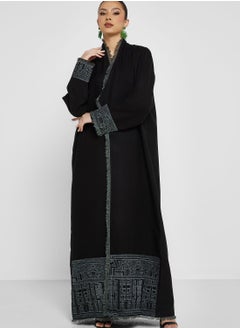 Buy Fringe Detail Embroidered Abaya in UAE