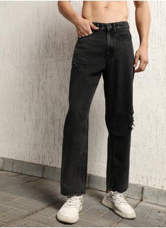 Buy Mid Rise Relaxed Fit Distressed Jeans in Saudi Arabia