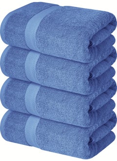 Buy Premium Bath Towels Set Pack of 4-100% Ring Spun Cotton Towels - Blue Bath Towels 68cm x 137cm - Soft Feel, Quick Dry, Highly Absorbent Durable Towels, Perfect for Daily Use by Infinitee Xclusives in UAE