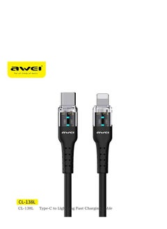 Buy CL-138L PD 20W USB Type-C to Lightning Fast Charging Date Cable - 1m - Black in Egypt