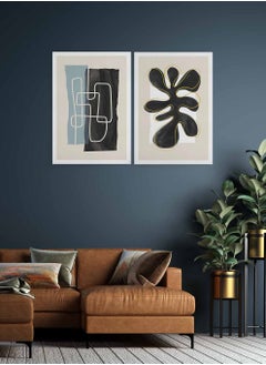 Buy Set of 2 Framed Canvas Wall Arts Stretched Over Wooden Frame, Abstract Paintings, For Home, Living Room, Office Décor in Saudi Arabia