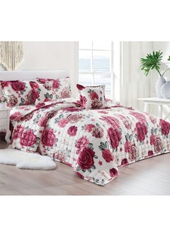 Buy 4 Pieces Velvet Comforter set for All Season Single Size 160 X 210 Cm Bedding Set Double Side Square Stitched Heavy Floral Pattern, Multi Color in Saudi Arabia