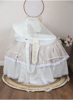 Buy Baby cradle Moses basket for babies with mosquito net with white vibrator holder in Saudi Arabia