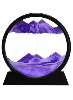 Buy Sand Art Liquid Motion, Round Glass 3D Moving Sand Art Picture Deep Sea Sandscape in Motion Display Flowing Sand for Adult Kid Desktop Home Office Work Decor (Purple, 7inch) in UAE