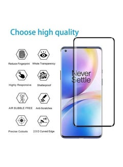 Buy Full Glue Curved Edge Glass Screen Protector Compatible OnePlus 8 Pro, Tempered Glass Screen Protector For OnePlus 8 Pro Black in UAE