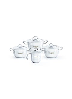 Buy Platinum Cookware Set Size 8,16, 20, 24 with Milk Pot 14-Silver in Egypt