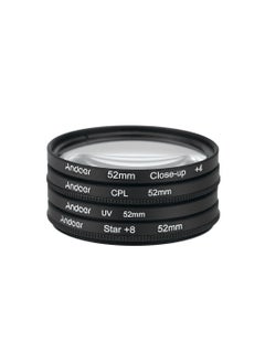 اشتري Andoer 52mm UV+CPL+Close-Up+4 +Star 8-Point Filter Circular Filter Kit Circular Polarizer Filter Macro Close-Up Star 8-Point Filter with Bag for Nikon Canon Pentax Sony DSLR Camera في السعودية