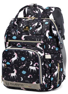 Buy 138 Baby Maternity Diaper Unicorn Waterproof Multifunctional large capacity backpack bag with USB Charging output - Black in Egypt