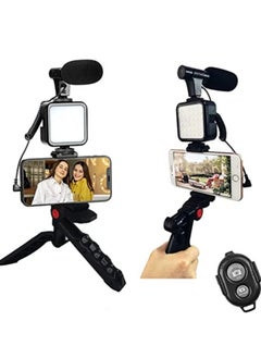 Buy Vlogging Kit Smartphone Vlogging Video Kit with Microphone Tripod LED Light Wireless Remote Phone Holder Phone Stands Smartphone Video Microphone Rig Kit  for YouTube TIK Tok Filming Vlogging in UAE