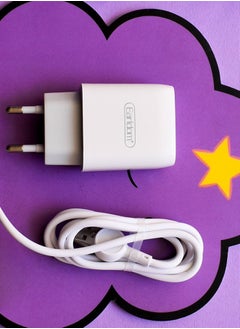 اشتري Wall Charger with Type-C Cable Earldom ES-196 - Dual USB ports - White في مصر