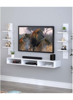 Buy Wall Mounted TV Unit, Cabinet, with TV Stand Unit Wall Shelf for Living Room (White) in UAE