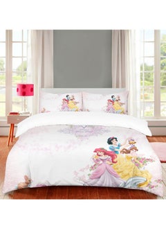 اشتري Cartoon Disney Princess pattern bedding three-piece set of soft microfiber polyester sheets including cover and two pillowcases (size 150cmX200cm) في السعودية