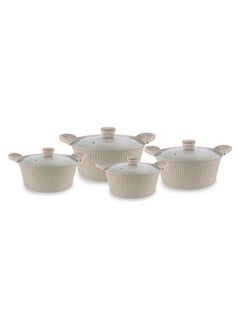 اشتري Die Cast Aluminium Cookware 16 Pieces Set ,Beige في الامارات