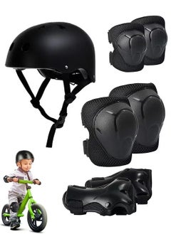 Buy Kids Bike Helmet Set Skateboard Knee Pads Kids Helmet Elbow Pads Wrist Guards Adjustable for 2~8yrs Girl Boy Kids Protective Gear Set for Sport Cycling Bike Roller Skating Scooter (Black) in Saudi Arabia