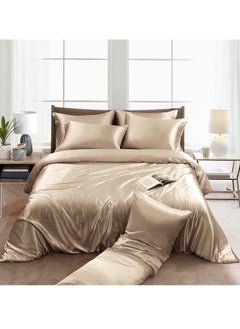 Buy 4 Pieces Queen Size Satin Luxury Silky Bedding Duvet Cover Set Skin-friendly And Comfortable, Soft And Smooth For Bedroom And Living Room 200x230 cm in Saudi Arabia