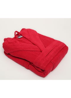 اشتري Bathrobe - Unisex Adult - ZERO TWIST - 100% Cotton - 550 GSM - 1400 Grams - Luxury Feel - Premium Look - Super Absorbent - Quick Dry - Hood & Pocket - Size LARGE - Red Color في الامارات