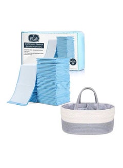 اشتري Diaper Caddy With 50 pcs Changing Mats - Grey في الامارات