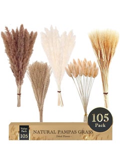 Buy 105Pcs Natural Pampas Grass Decor, 45cm Dried Flowers for Decoration, Artificial Flower Bouquet for Home Boho Table Decor Accessories, Bohemian Decoration Items for Living Room, Wedding in UAE