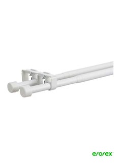 Buy Double curtain rod set white 120-210 cm 19 mm in Saudi Arabia