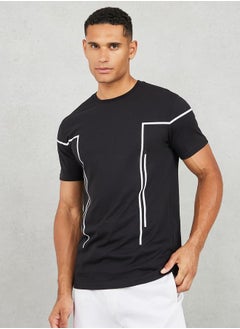 Buy Contrast Placement Print Regular Fit T-shirt in Saudi Arabia