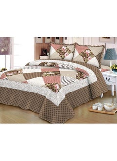 Buy Soft Bed Comforter Set Summer Quilt Lightweight Microfiber Bedspread Floral Pattern Coverlet for All Seasons Twin Quilt Set Single Bedding 4pcs in Saudi Arabia