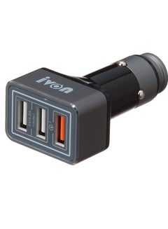 Buy "IVON kx2150  /  3USB Port Car Charger 2 USB with 5V/4.2A(Total) & 1 USB QC3.0 Qualcomm Quick Charge  black  cc36   " in Egypt