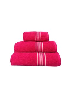 Buy Shiny Collection Bath Towels  Set of 3 - Bathroom Towel - Face Towel - Hand Towel - Quick Dry - Max Absorbent - Red in Saudi Arabia