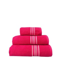 Buy Shiny Collection Bath Towels  Set of 3 - Bathroom Towel - Face Towel - Hand Towel - Quick Dry - Max Absorbent - Red in Saudi Arabia