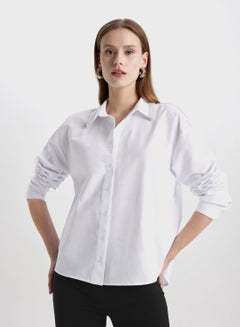 اشتري Oversize Fit Shirt Collar Oxford Long Sleeve Shirt في الامارات