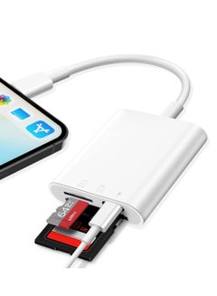 اشتري 3-in-1 SD Card Reader for iPhone/iPad, Micro SD Card Reader Adapter, Memory SD Card Reader Trail Camera Viewer for iPhone iPad, Plug and Play في الامارات