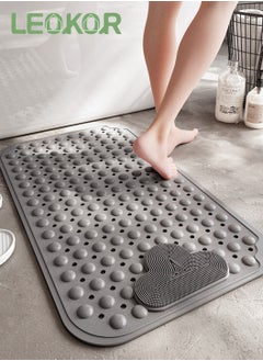 اشتري Anti-Slip Safety Foot Scrubber Pad Bathroom Shower Mat With Suction Cups Drain Holes 50*80CM في السعودية