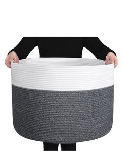 Buy Cotton Rope Basket,Baby Laundry Basket,Storage Basket with Handle For Comforter ,Blankets,Toys,  Blanket,Towels ,Cushions Storage Bins-Laundry Hamper Home Storage Container in UAE