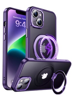 Buy iPhone 14 Magnetic Case with Invisible Stand, Compatible with MagSafe Shockproof Protection Cover, Translucent Matte Slim Phone Case with Magnet for Apple 14 (2022)(Purple) in Saudi Arabia