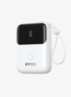اشتري Bwoo Mini PD 20W Fast Charging Built-in Cable Power Bank 10,000 mAh (White) في الامارات