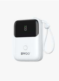 اشتري Bwoo Mini PD 20W Fast Charging Built-in Cable Power Bank 10,000 mAh (White) في الامارات