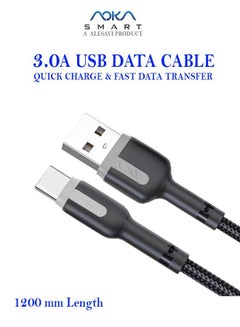 Buy TYPE-C 3.0A Fast Charging Data Cable 1.2 Meter AC - G321C - Black/Grey in Saudi Arabia