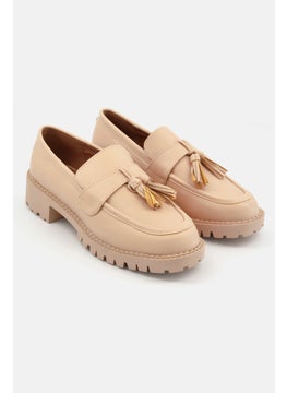 Buy Women Slip On Casual Loafer Shoes, Beige in Saudi Arabia