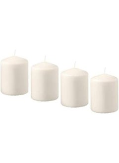 Buy Premium Quality Pillar Candles,Decorative Candles,Birthday Candles,SPA Candles,Party Candles,Long Burning Hours-Unscented Candles-Ivory (Pack of 4) in UAE