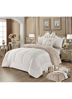 Buy 4Pieces Ultra Soft Winter Comforter Set Single Size 160x210cm Box Stitched Solid Color Warm Bedding Sets, Off white in Saudi Arabia