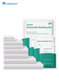 Buy Travel Safe Disposable Travel Sheets, Disposable Bed Sheets, Disposable Duvet/Quilt Covers, Disposable Pillowcases, Disposable Bath Towels, Disposable Towels, Portable Bed Covers, Great for Hotels and Travel (King Size, 4 Pack, 4+4 Pieces,) in Saudi Arabia