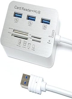 اشتري ERCRYSTO USB3.0 Card Reader and 3 Ports USB Hub, High Speed External Memory Card Reader (MS, Micro SD,SD/MMC,M2,TF Card) في مصر