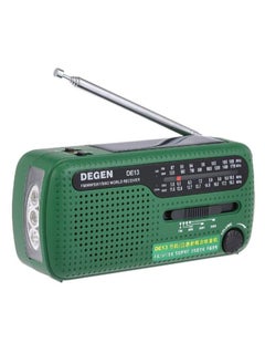 اشتري Solar Power FM Radio With Flashlight V431 Green/Black في الامارات