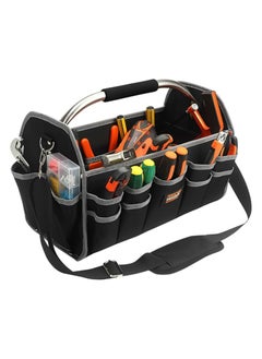 اشتري Heavy-duty tool kit, 16-inch open top, foldable tool organizer with handle, electrician's tool kit, wide-mouth tool organizer and storage في السعودية