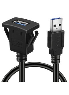 Buy Square Single Port USB 3.0 Panel Flush Mount Extension Cable with Buckle, for Car Truck Boat Motorcycle Dashboard 1ft in UAE